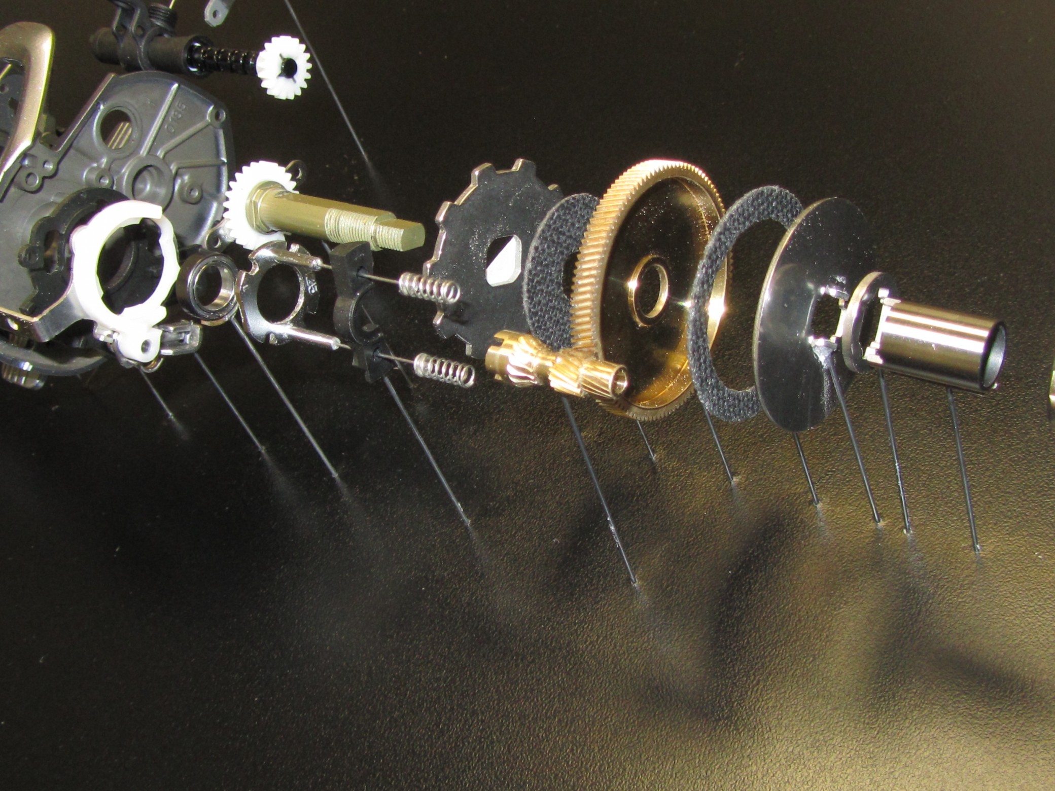 Exploded view fishing reel display