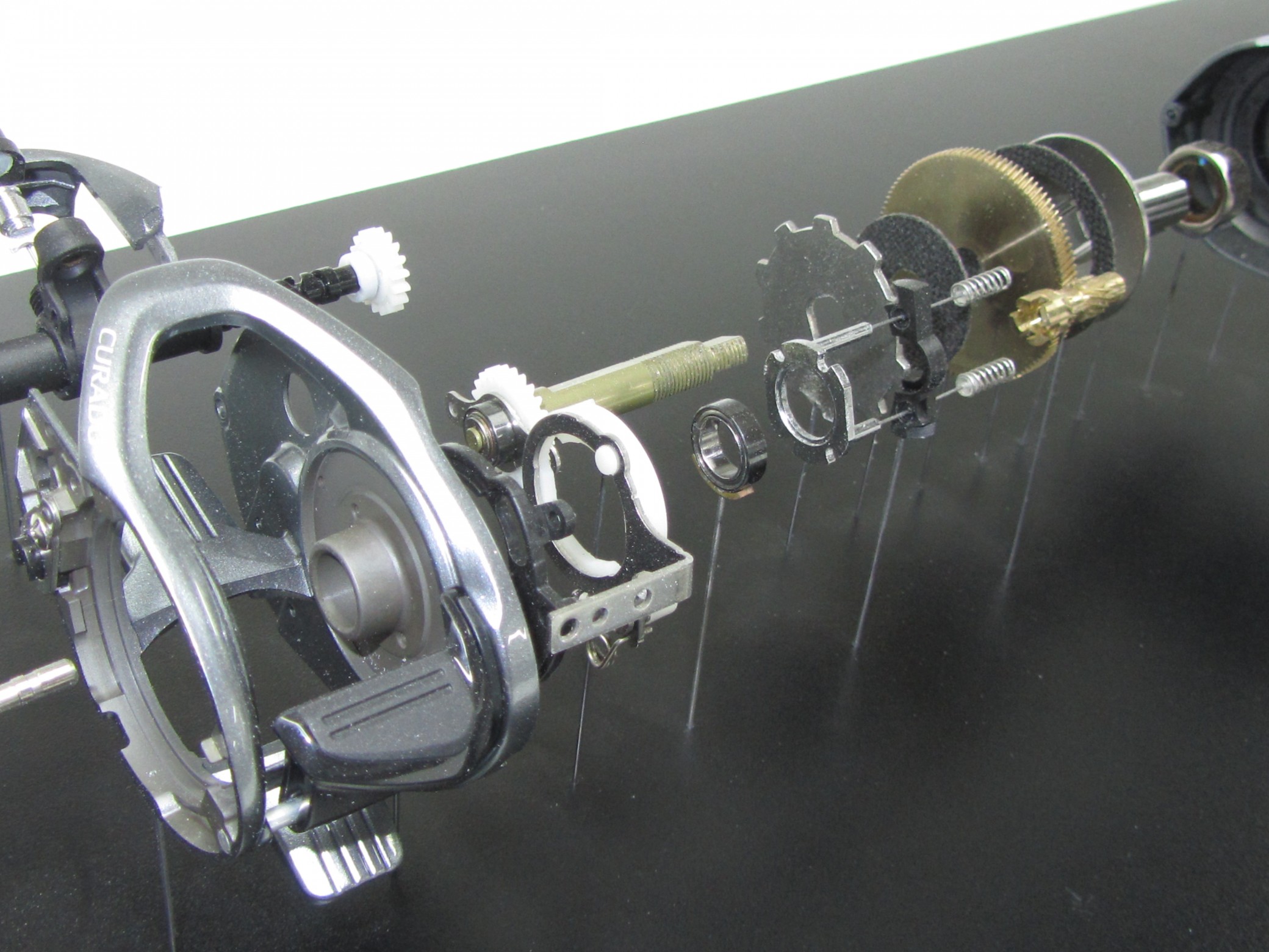 Exploded view fishing reel display